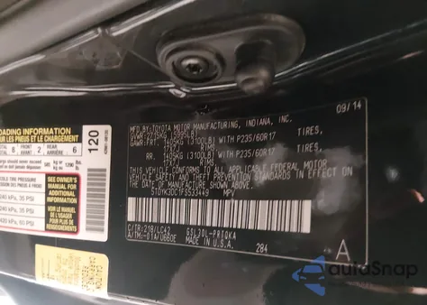 2015 Toyota Sienna Xle 8 Passenger from USA, damaged, VIN 5TDYK3DC1FS533449